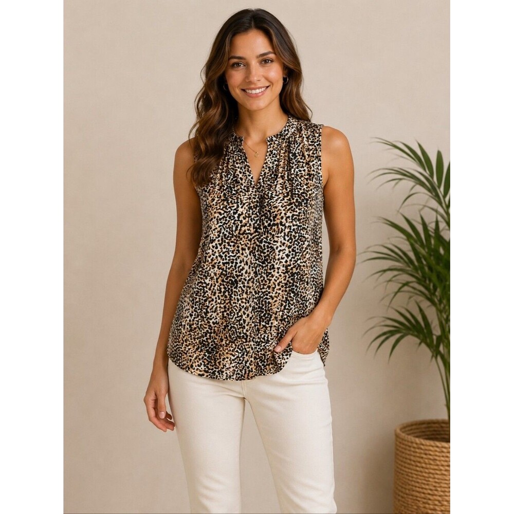 Calvin Klein NWT Sleeveless Animal Print Blouse, S